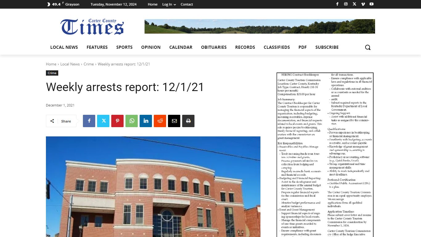 Weekly arrests report: 12/1/21 - Carter County Times